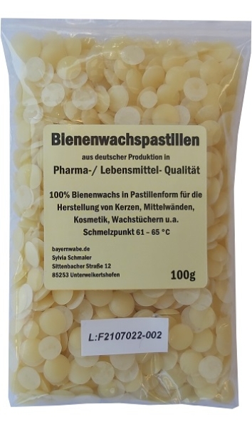 100g Bienenwachspastillen Pharma- und Lebensmittelqualität